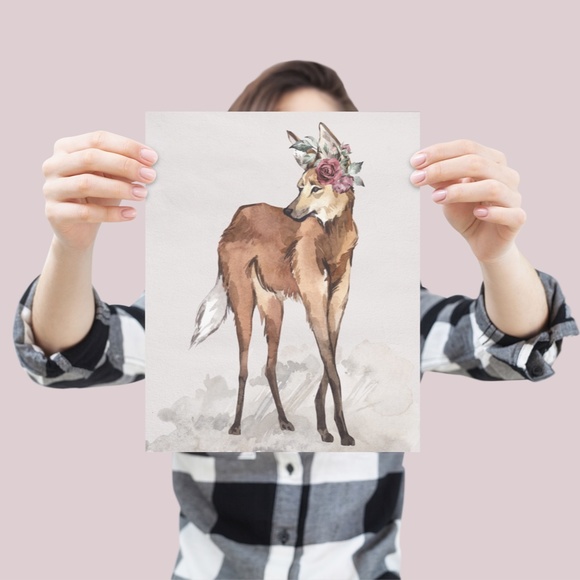 Maned Wolf Watercolor Illustration Wall Art Print Poster Unframed - Picture 7 of 17